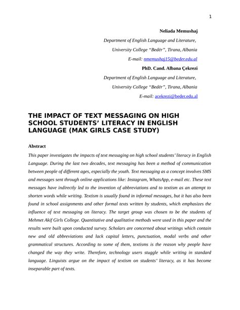 The Impact of Texting on the English Language